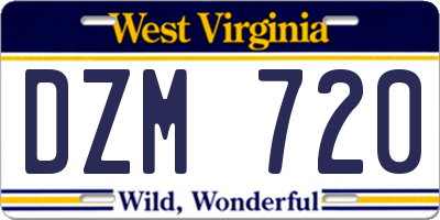 WV license plate DZM720