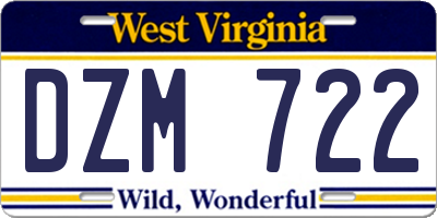 WV license plate DZM722