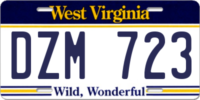 WV license plate DZM723