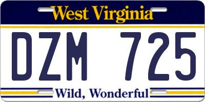 WV license plate DZM725