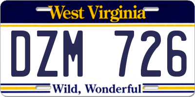 WV license plate DZM726