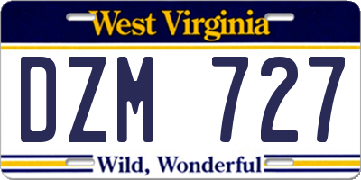 WV license plate DZM727