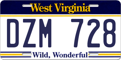 WV license plate DZM728