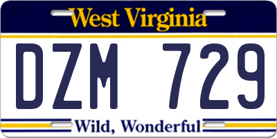 WV license plate DZM729