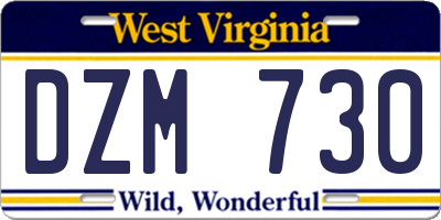 WV license plate DZM730