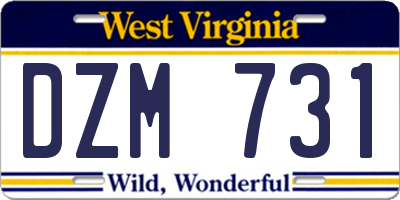 WV license plate DZM731