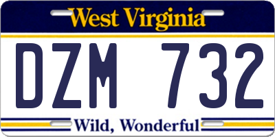 WV license plate DZM732