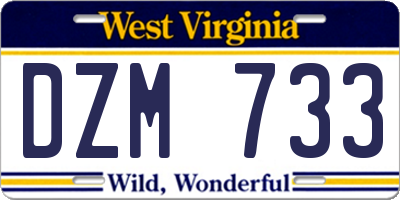 WV license plate DZM733