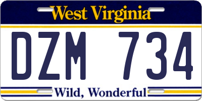 WV license plate DZM734