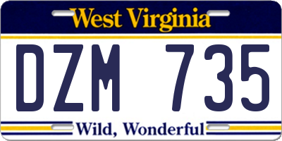 WV license plate DZM735