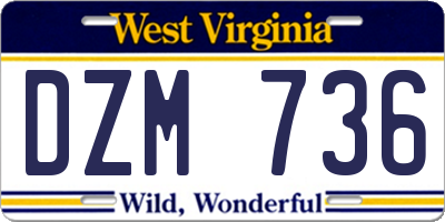 WV license plate DZM736