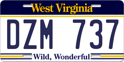 WV license plate DZM737