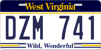 WV license plate DZM741