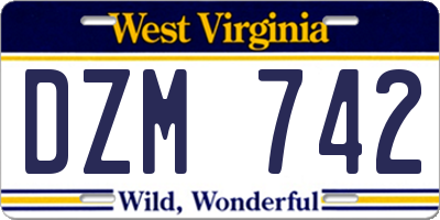 WV license plate DZM742