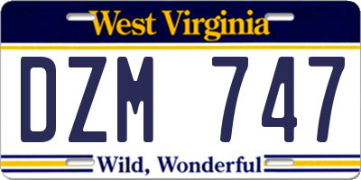 WV license plate DZM747