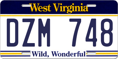 WV license plate DZM748