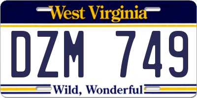 WV license plate DZM749