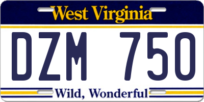 WV license plate DZM750