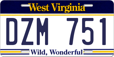 WV license plate DZM751