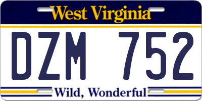 WV license plate DZM752