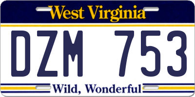 WV license plate DZM753