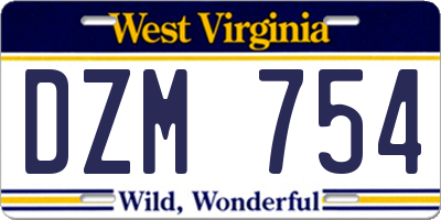 WV license plate DZM754