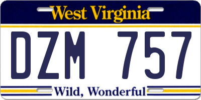 WV license plate DZM757