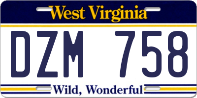 WV license plate DZM758