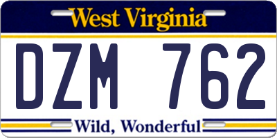 WV license plate DZM762