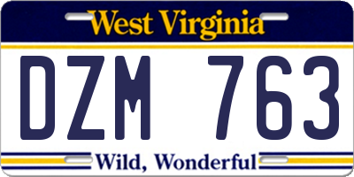 WV license plate DZM763