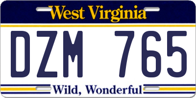 WV license plate DZM765