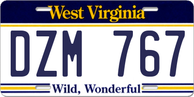 WV license plate DZM767