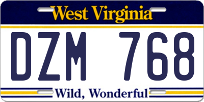 WV license plate DZM768