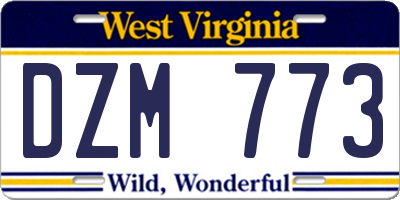 WV license plate DZM773