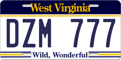 WV license plate DZM777