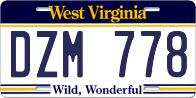 WV license plate DZM778