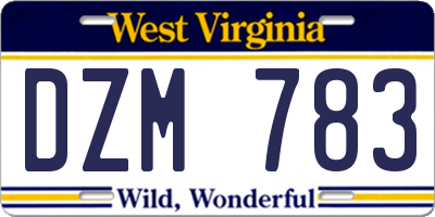 WV license plate DZM783