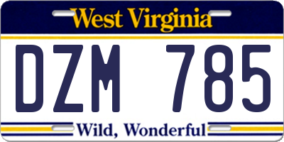 WV license plate DZM785