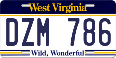 WV license plate DZM786