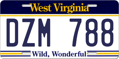 WV license plate DZM788