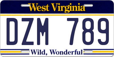 WV license plate DZM789