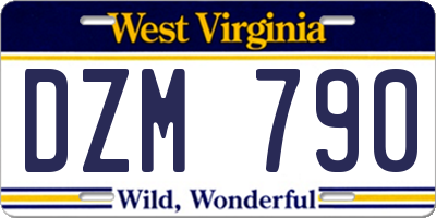 WV license plate DZM790