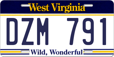 WV license plate DZM791