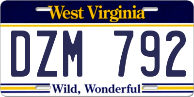 WV license plate DZM792