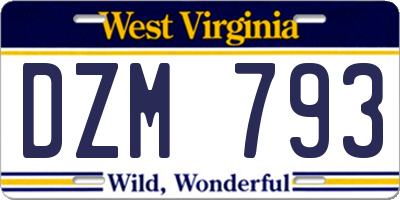 WV license plate DZM793