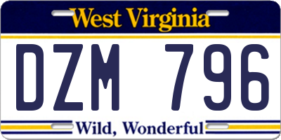 WV license plate DZM796