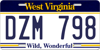 WV license plate DZM798