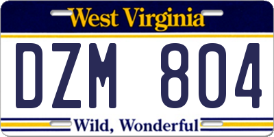 WV license plate DZM804