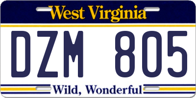 WV license plate DZM805