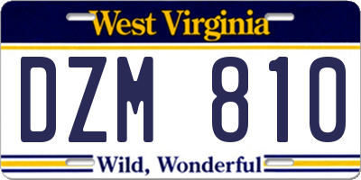 WV license plate DZM810